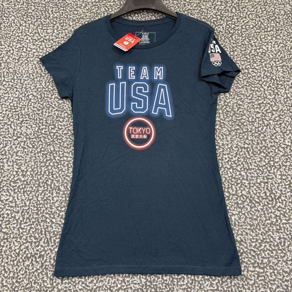 Team USA Olympic Shirt Women XL Blue Tokyo‎ Short Sleeve Crew Neck Cotton New